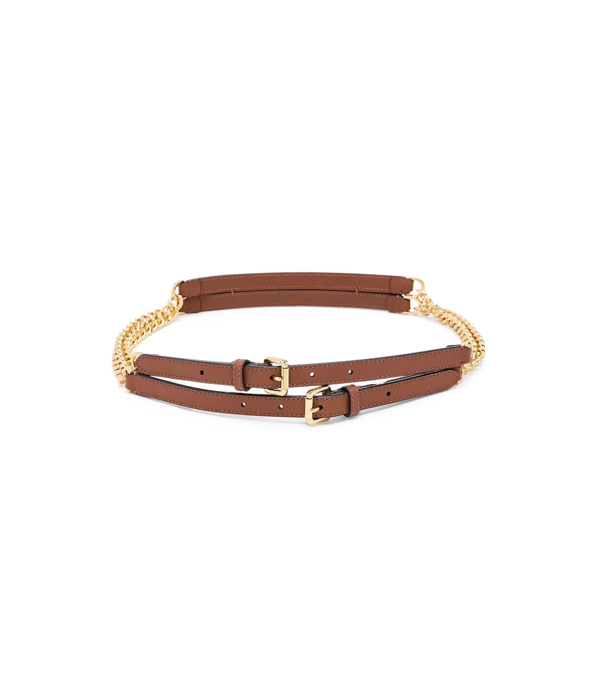 Leather-Trim Stacked Chain Belt