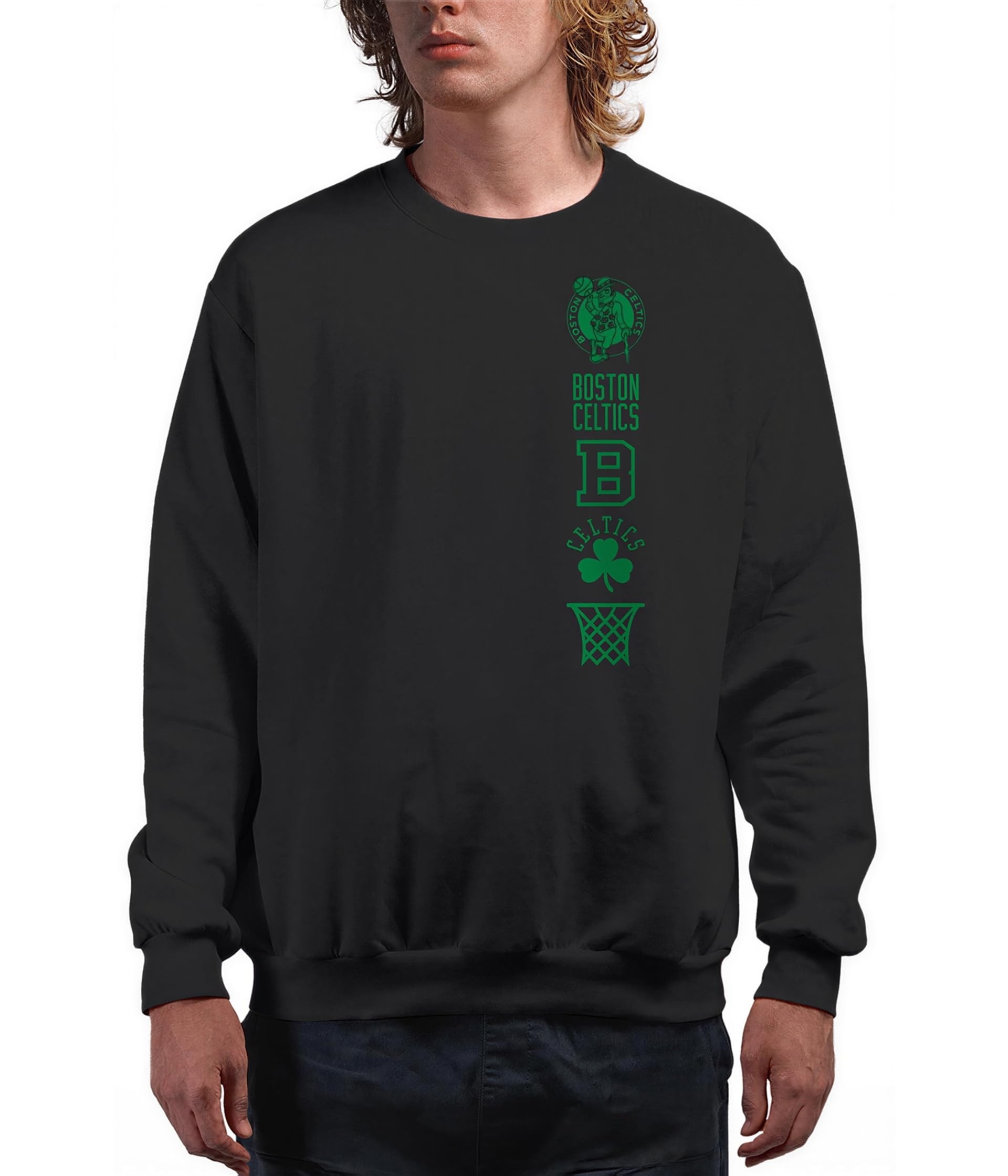 Officially Licensed NBA Stacked Logo Crew Neck Sweatshirt