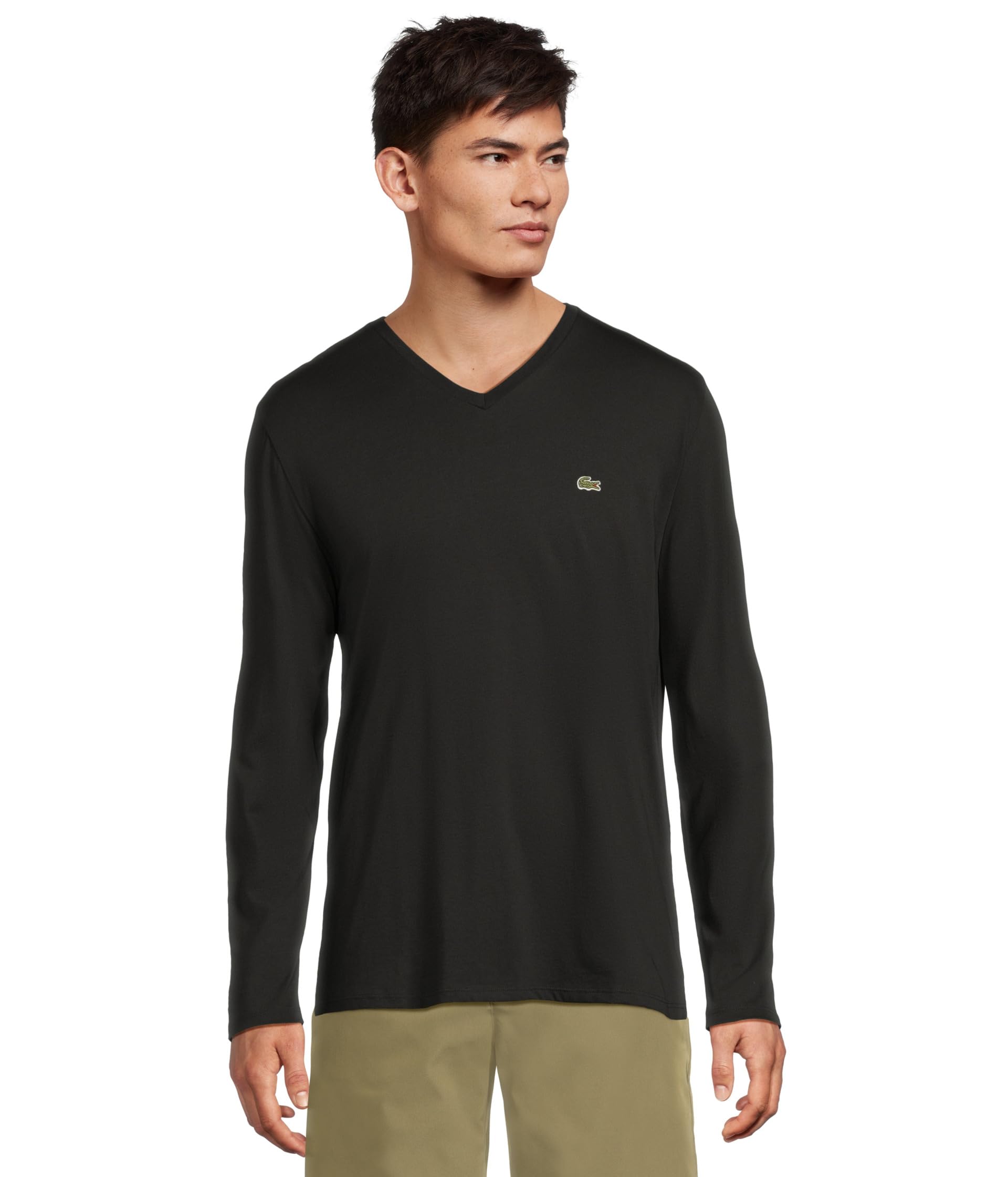 Long Sleeve Pima Jersey V-Neck T-Shirt