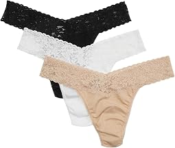 Organic Cotton Original Rise Thong w/ Lace 3-Pack