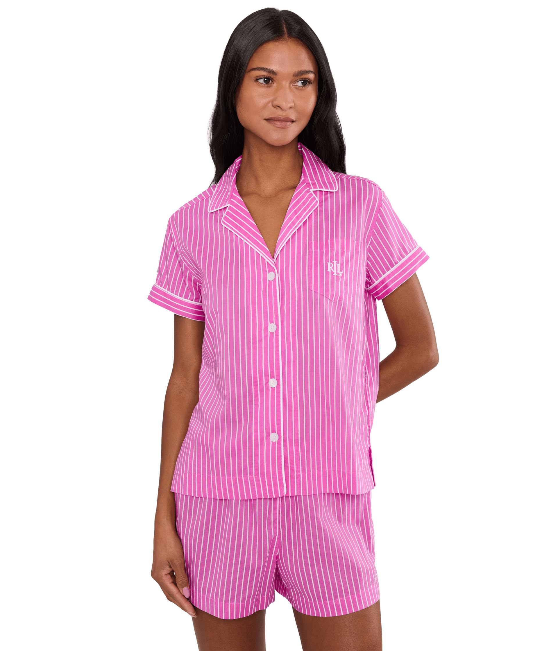 Short Sleeve Notch Collar Boxer PJ Set