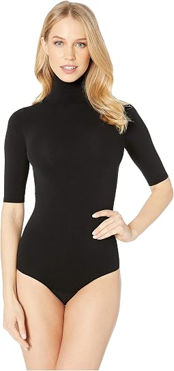 Женский боди с коротким рукавом и воротником-водолазком Ballet Short Sleeve Turtleneck Thong Bodysuit KT036