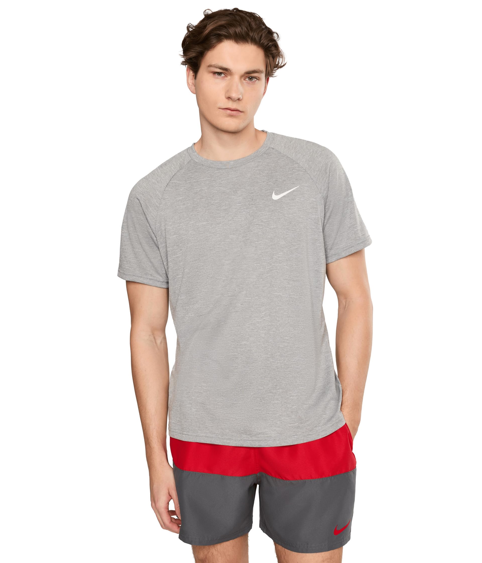 Nike Мужская плавательная рубашка с коротким рукавом Heather Short Sleeve Hydroguard