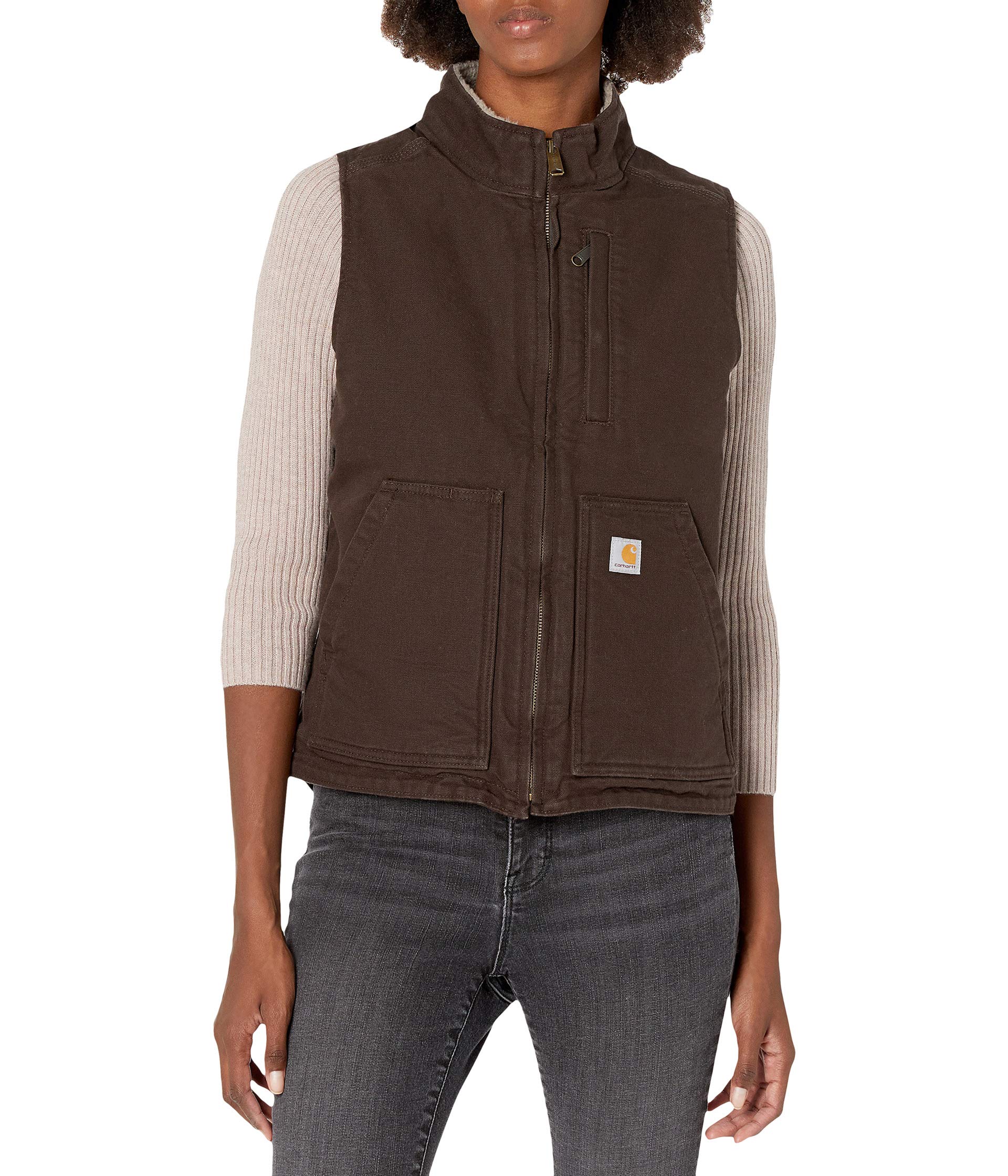 OV277 Sherpa Lined Mock Neck Vest