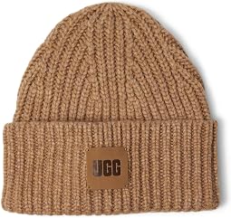 Женская шапка-бини с утолщенной вязкой и логотипом UGG