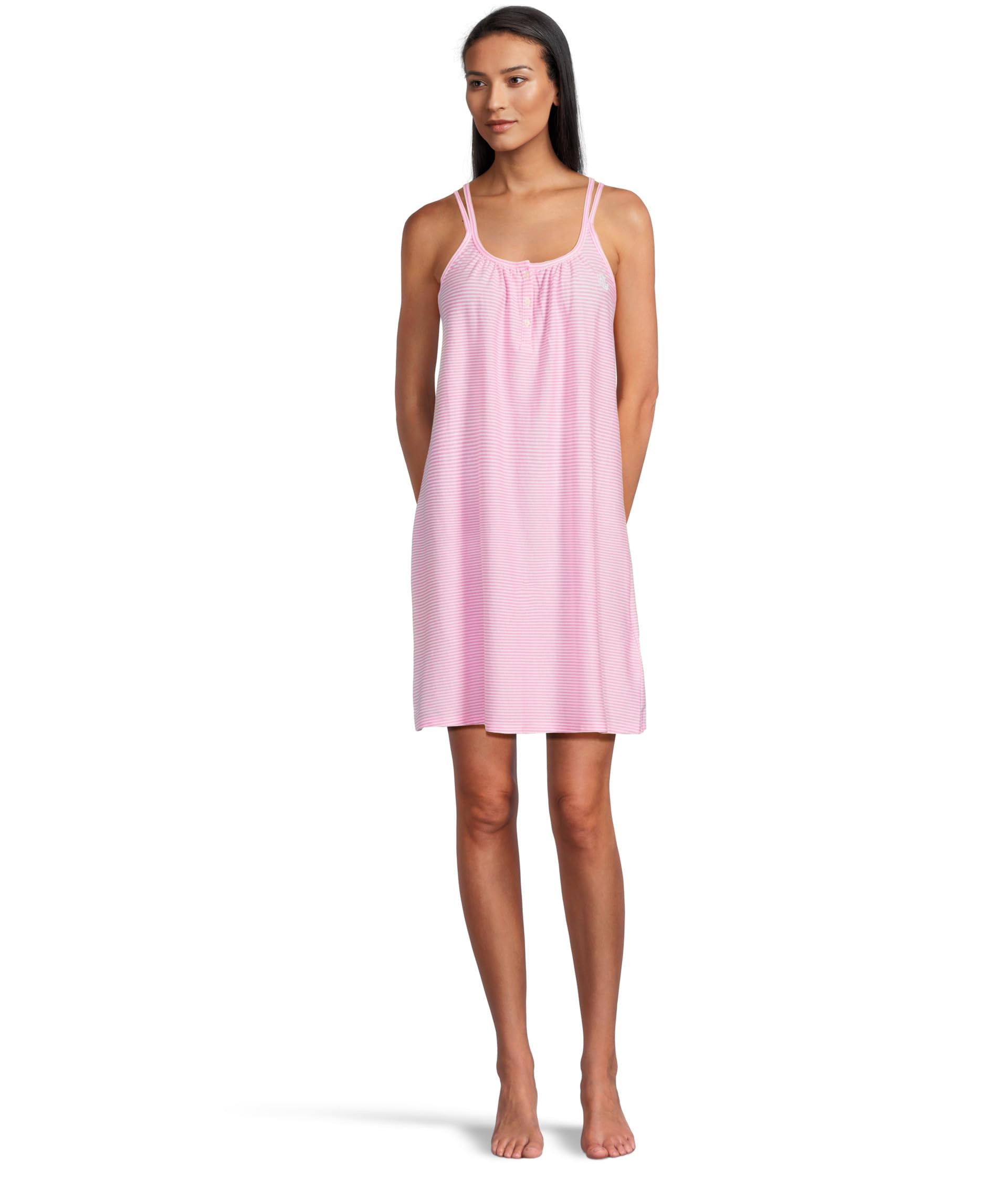 Knit Double Strap Button Neck Gown
