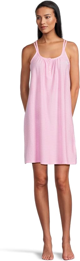 Knit Double Strap Button Neck Gown