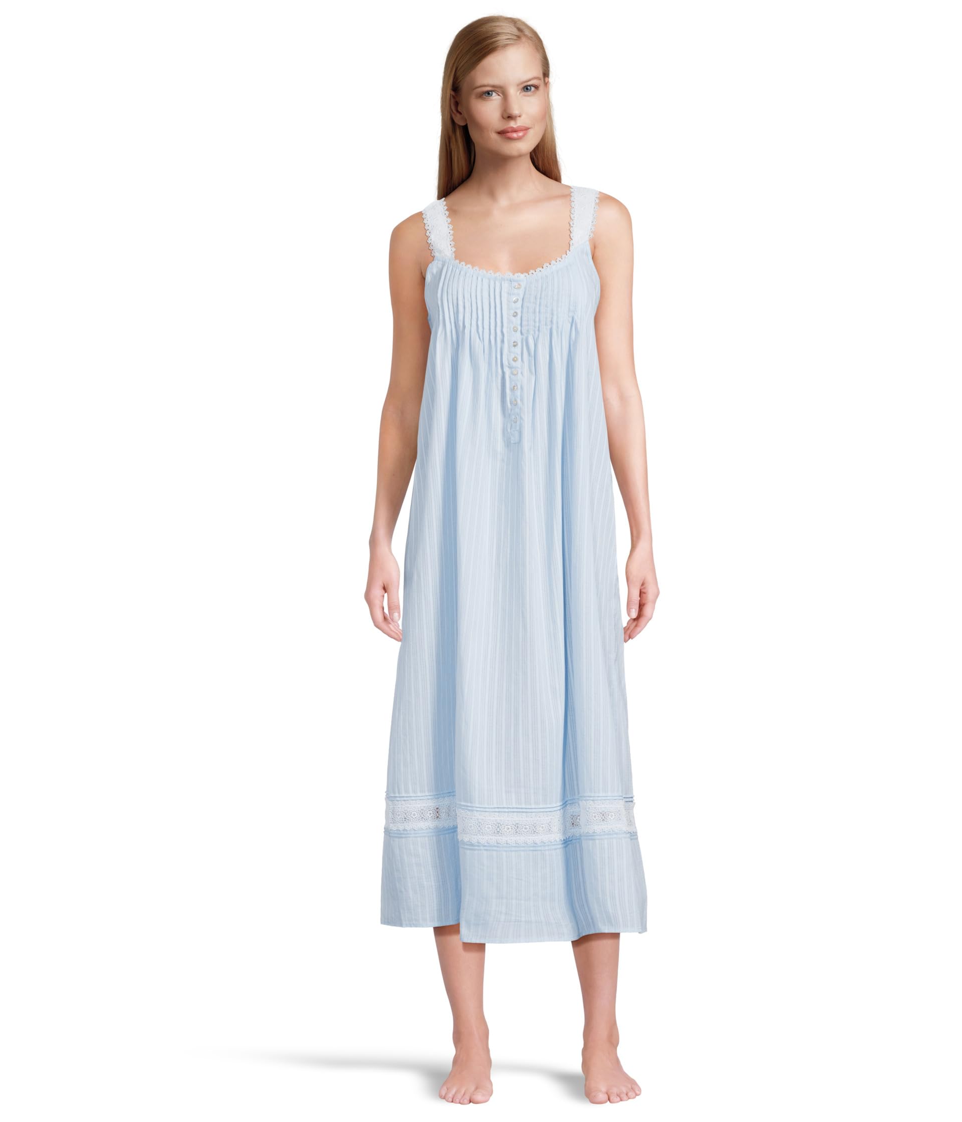 Cotton Dobby Stripe Woven Sleeveless Ballet Nightgown