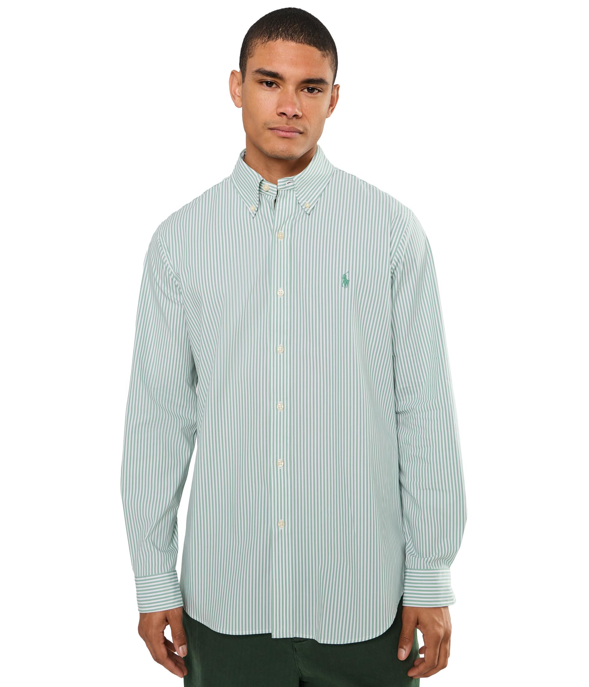 Classic Fit Striped Stretch Poplin Shirt