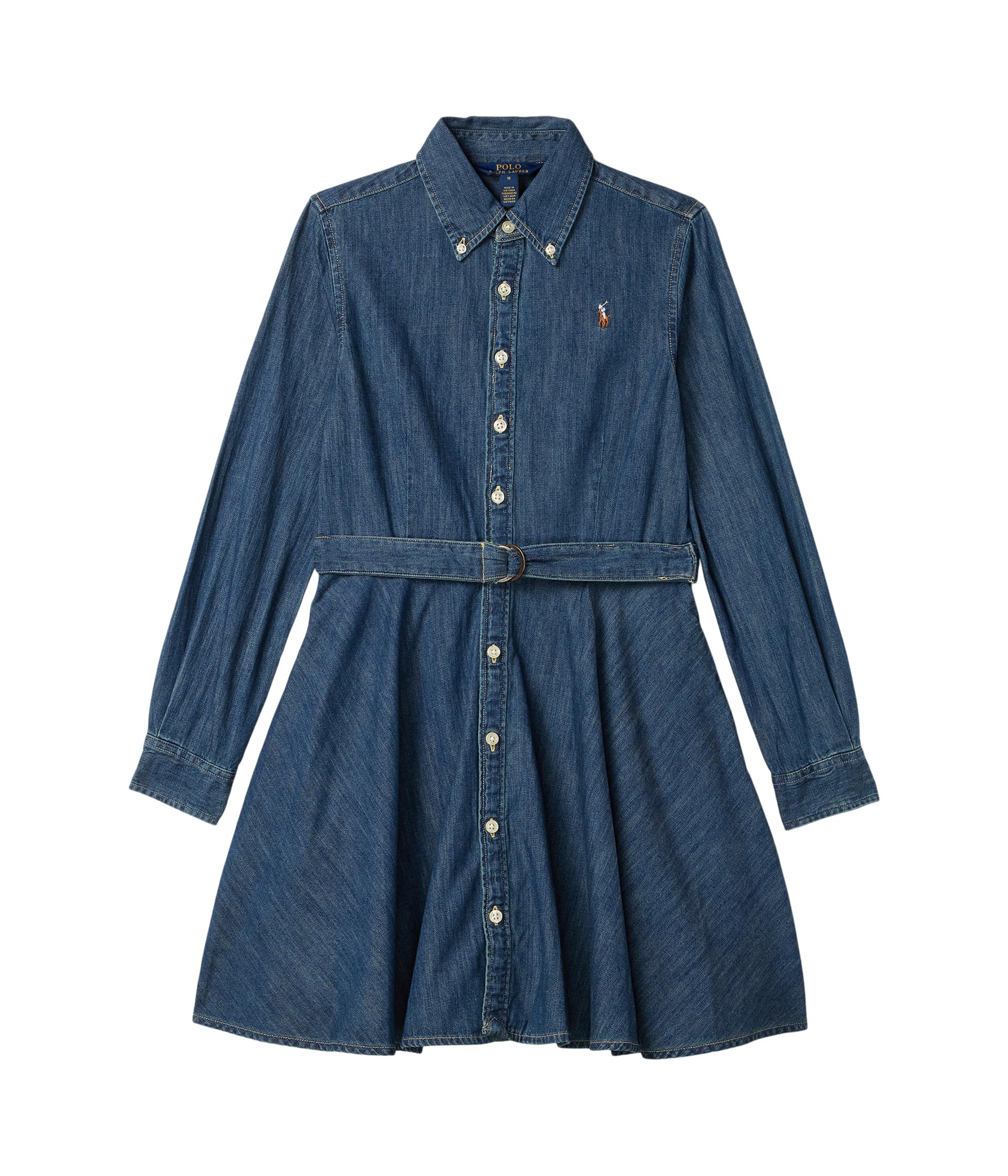 Belted Cotton Denim Shirtdress (Big Kids)