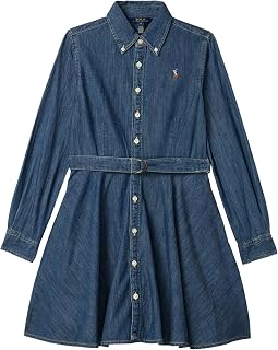 Belted Cotton Denim Shirtdress (Big Kids)