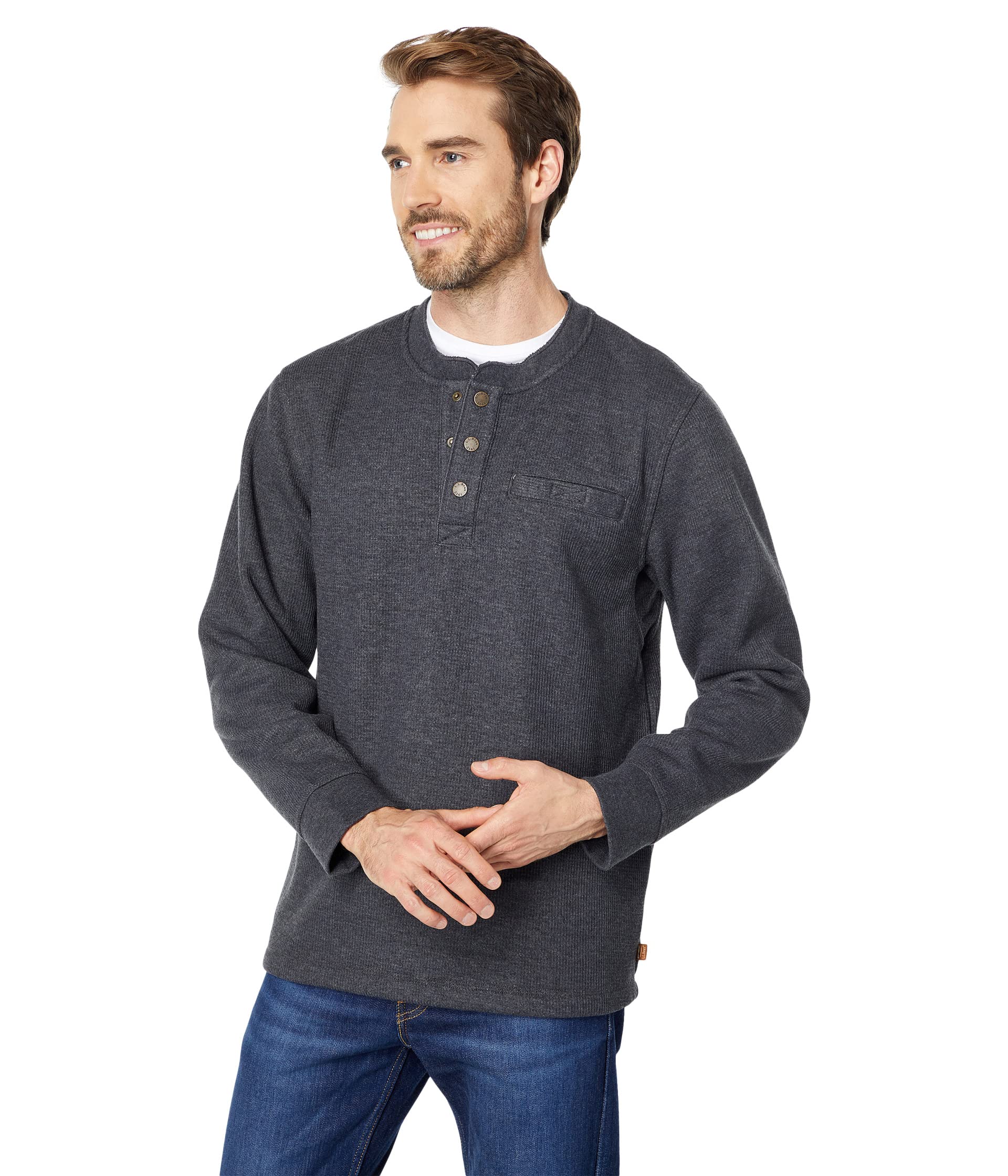 Katahdin Iron Works Bonded Waffle Fleece Henley Slightly Fitted Regular