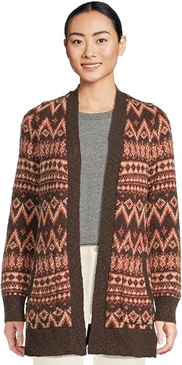 Cotton Ragg Sweaters Open Cardigan Fair Isle