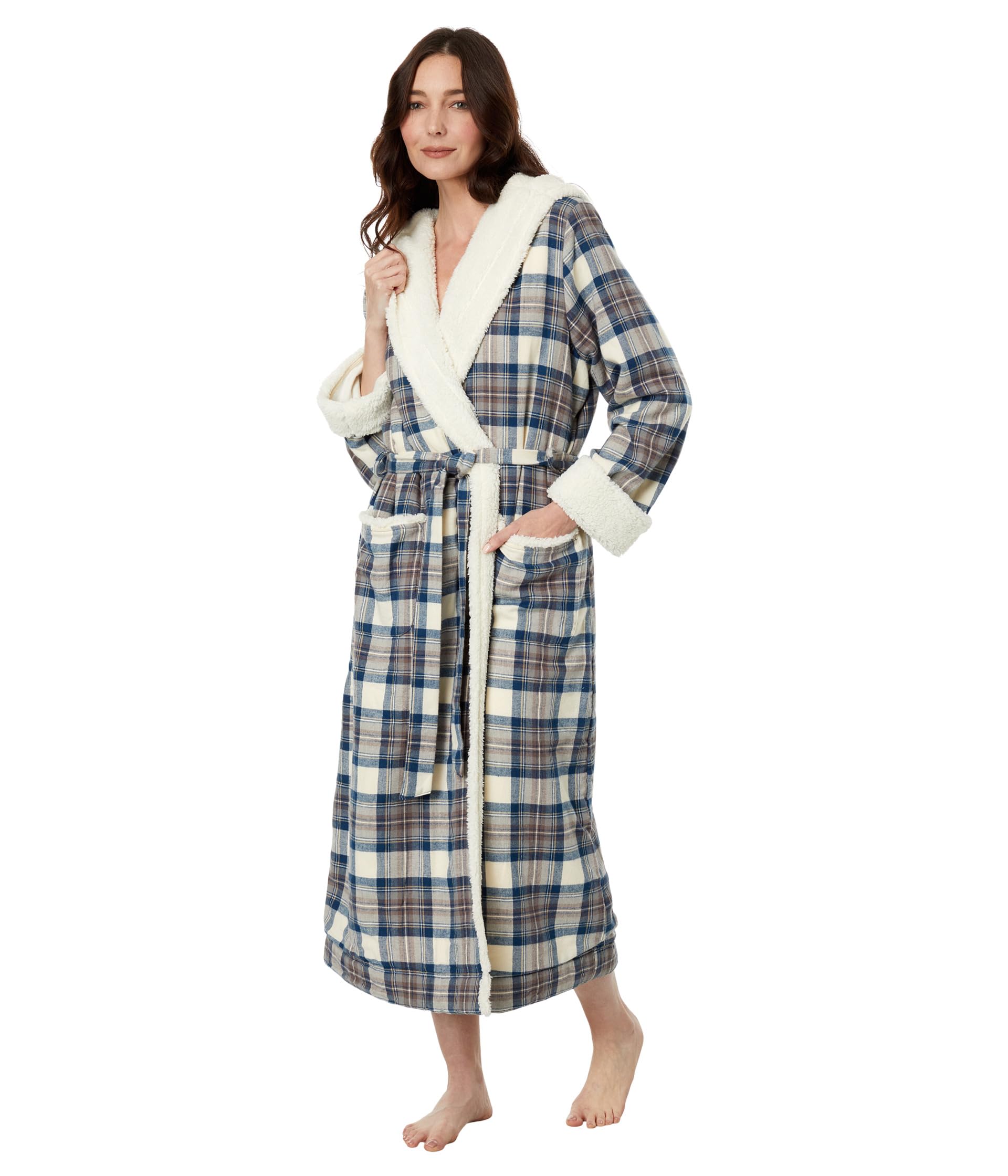 Scotch Plaid Flannel Sherpa Lined Long Robe