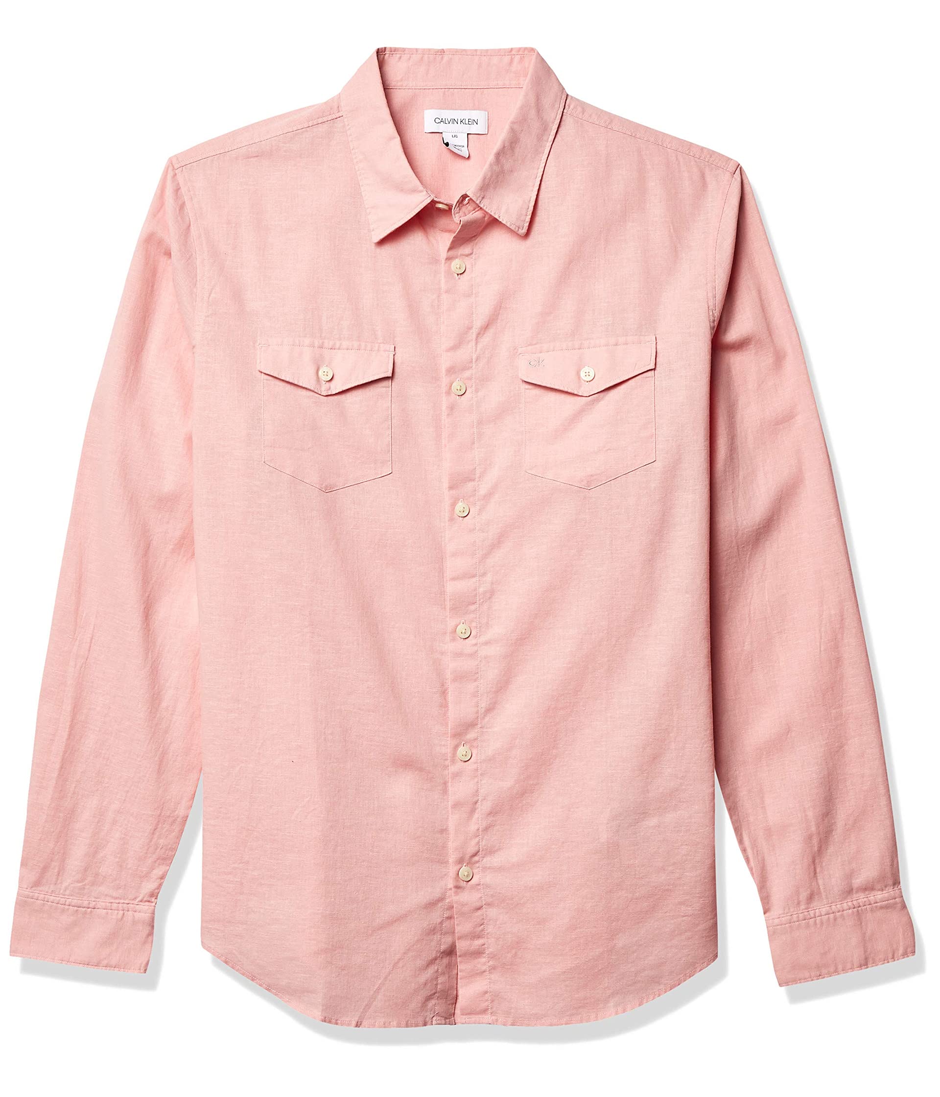 Long Sleeve Stretch Cotton Linen Button Down Shirt