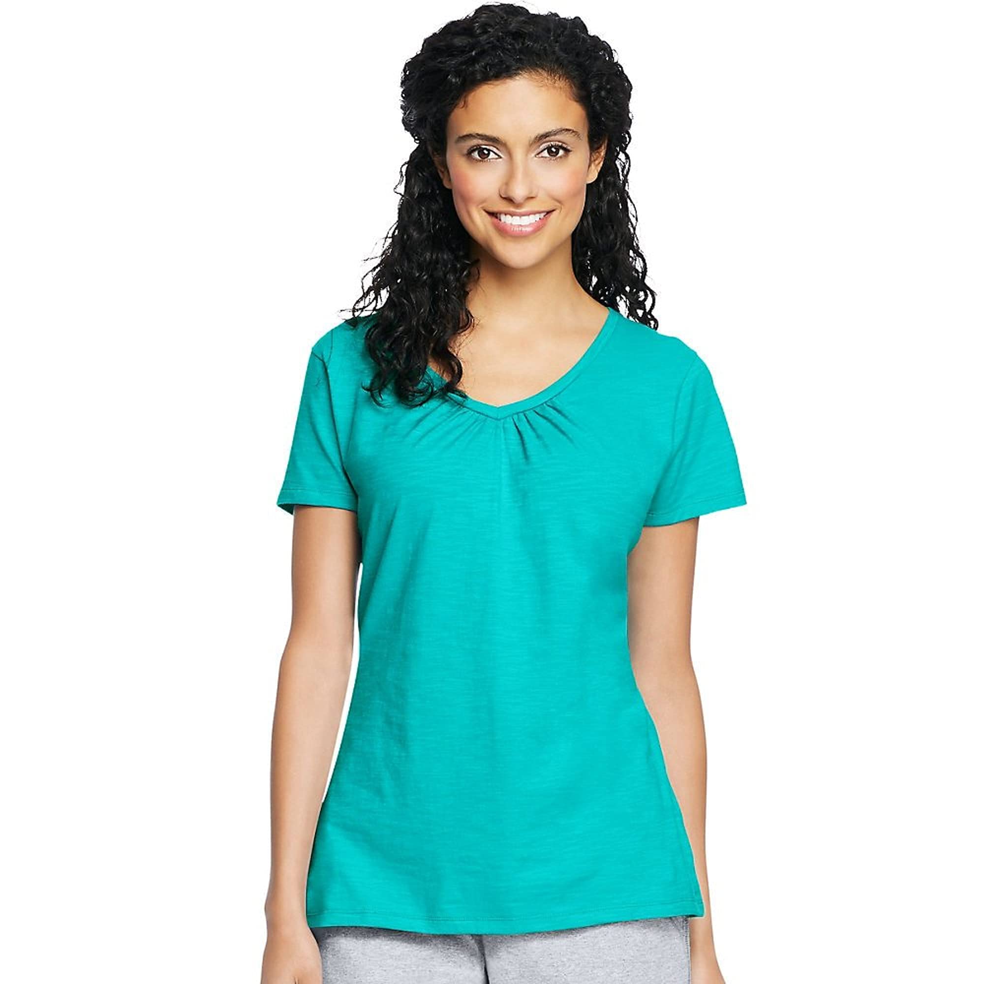 Shirred V-Neck T-Shirt