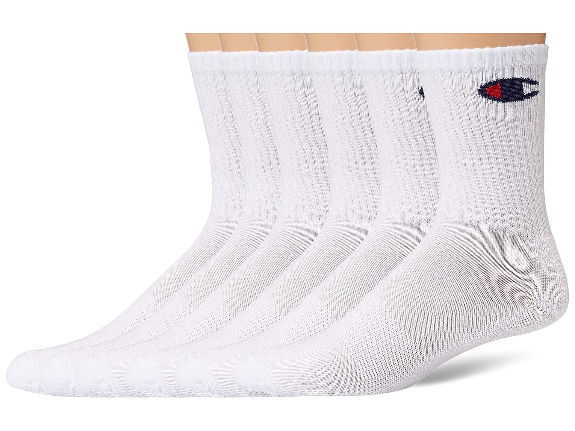 Double Dry Moisture Wicking Champion Logo 6 or 12 Pack Crew Socks