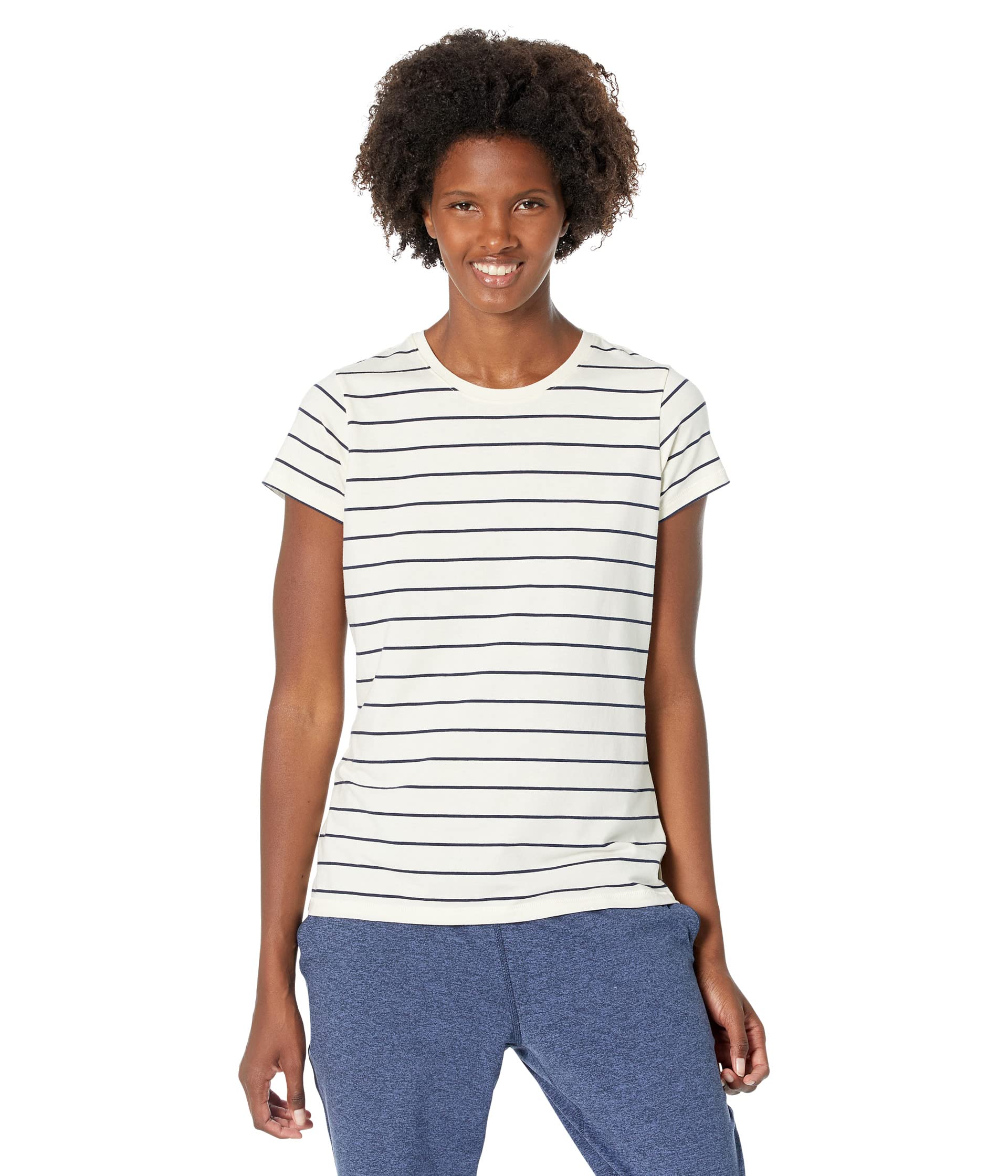 Мужская футболка L.L.Bean Soft Stretch Supima Tee с круглым вырезом, коротким рукавом и полосками