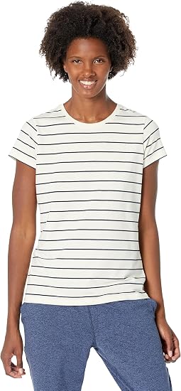 Мужская футболка L.L.Bean Soft Stretch Supima Tee с круглым вырезом, коротким рукавом и полосками