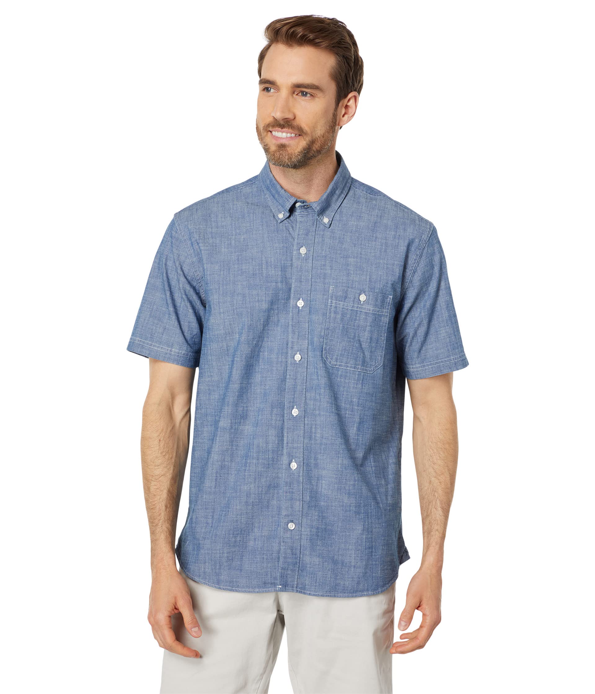 Comfort Stretch Chambray Shirt Short Sleeve Traditional Fit
