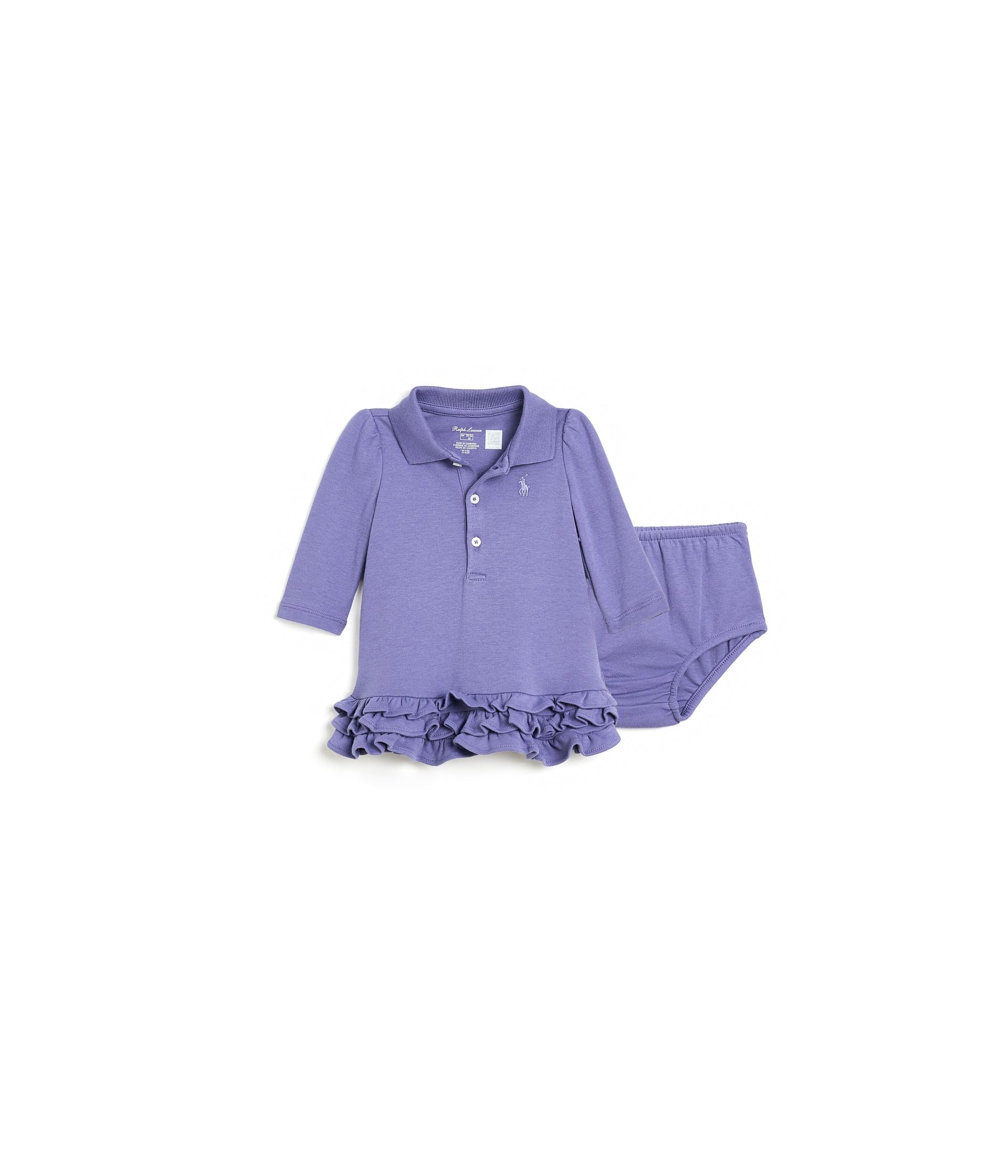 Ruffled Soft Cotton Polo Dress & Bloomer (Infant)
