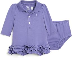 Ruffled Soft Cotton Polo Dress & Bloomer (Infant)