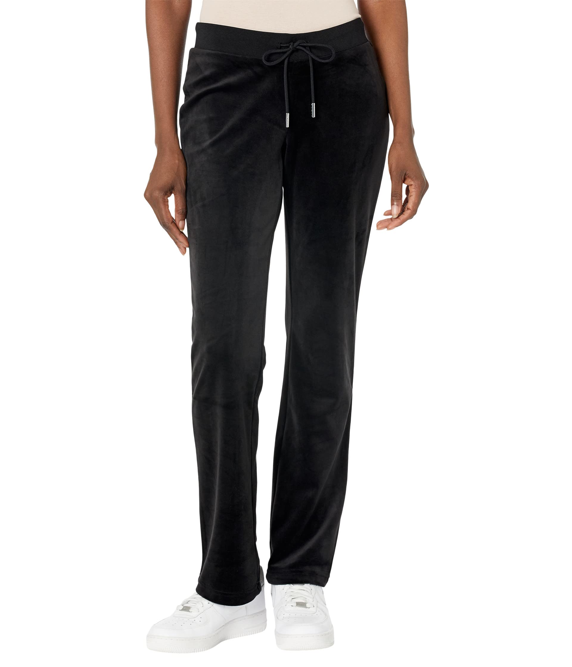 Rib Waist Velour Pants with Drawcord