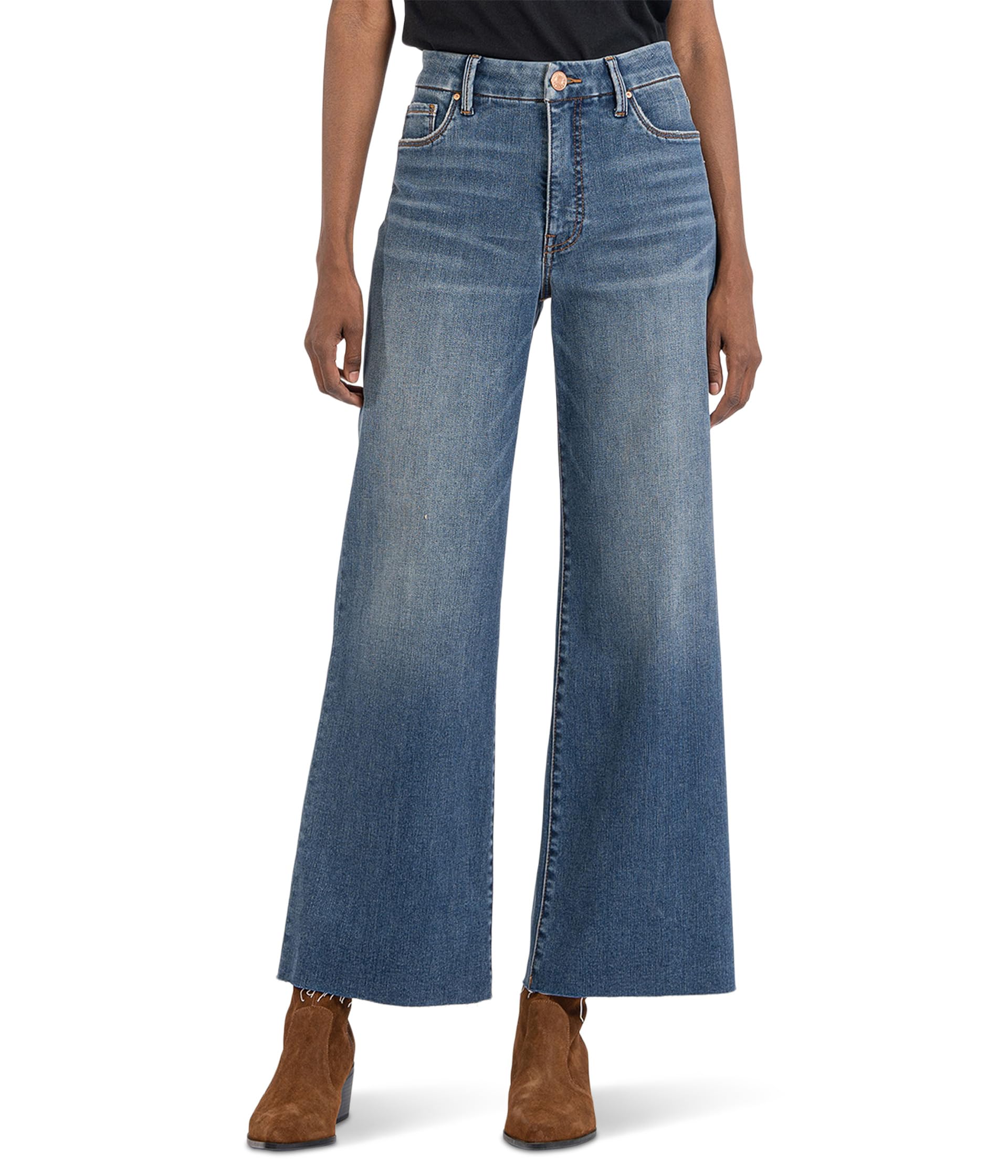 Meg High-Rise Fab Ab Wide Leg Raw Hem in Milestone