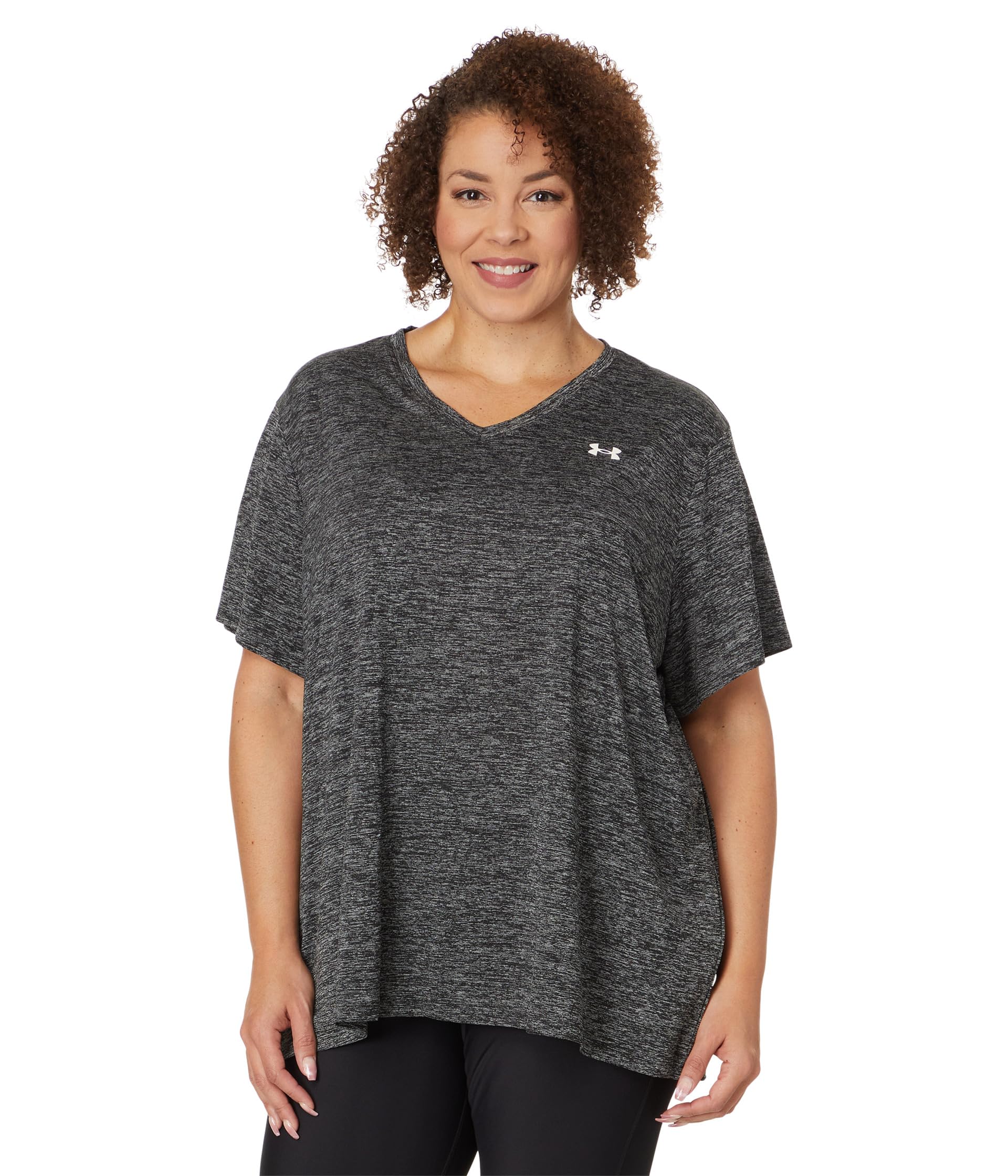Plus Size Tech Short Sleeve V-Neck Twist