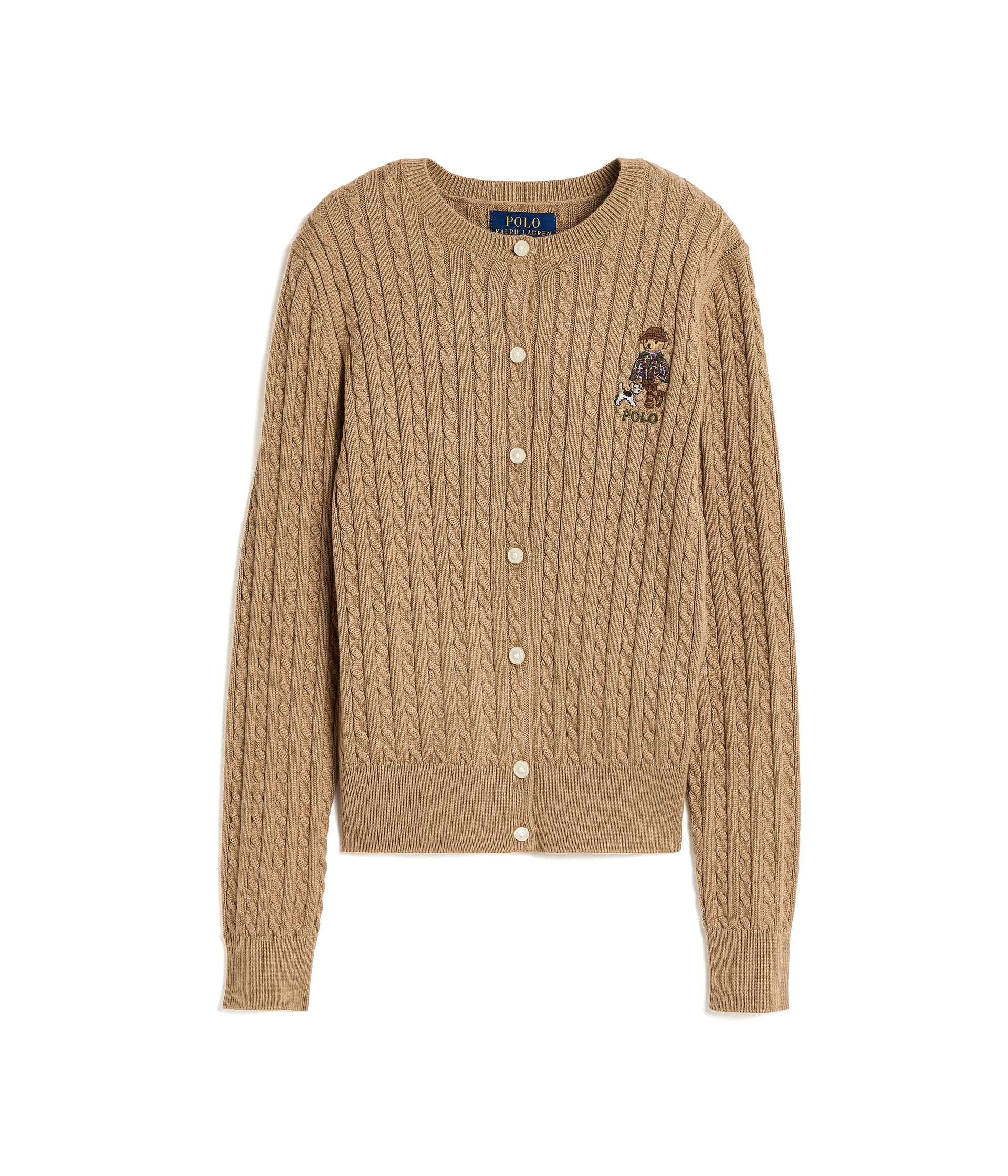 Polo Bear Mini-Cable Cotton Cardigan (Big Kid)