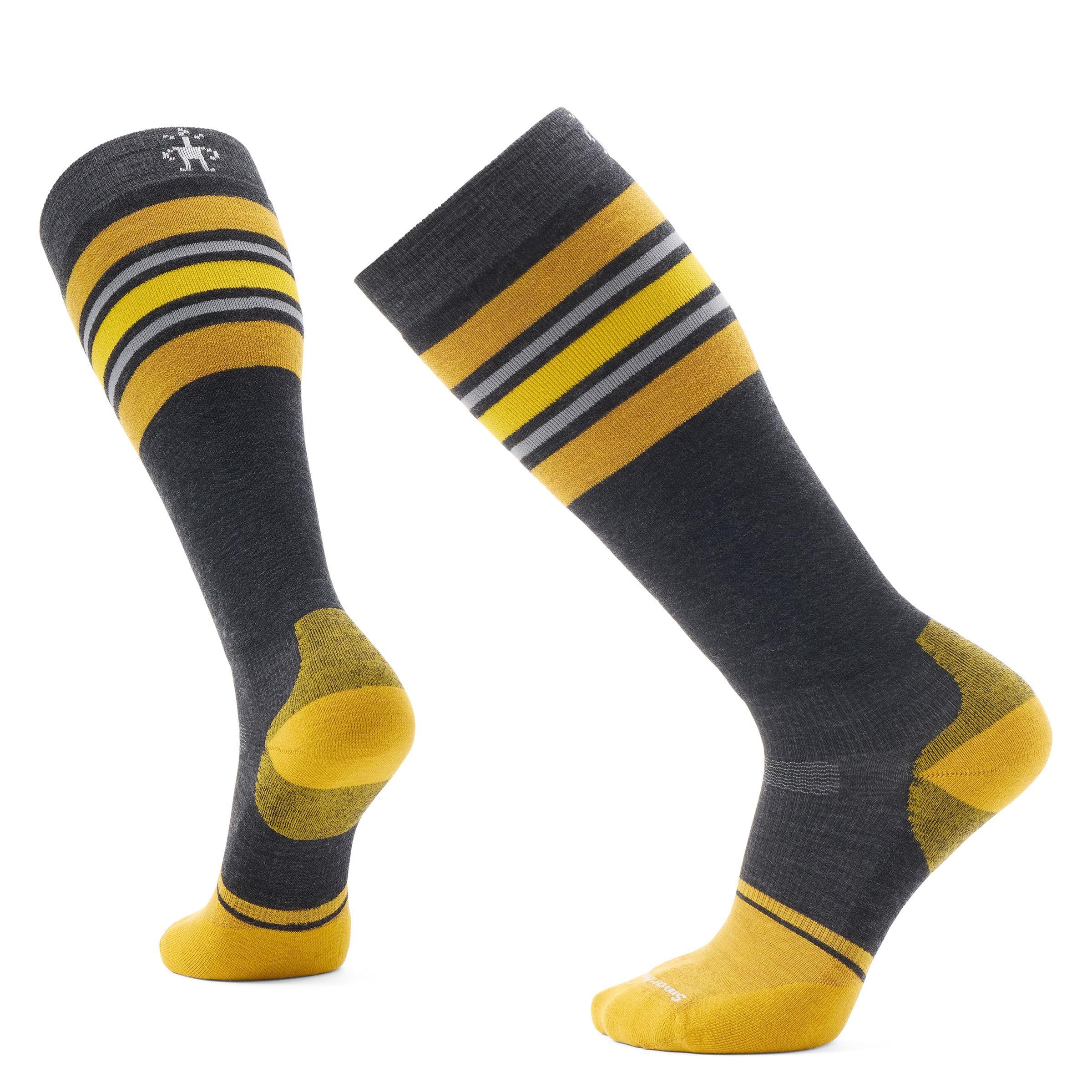 Snowboard Targeted Cushion Stripe Extra Stretch Over The Calf Socks