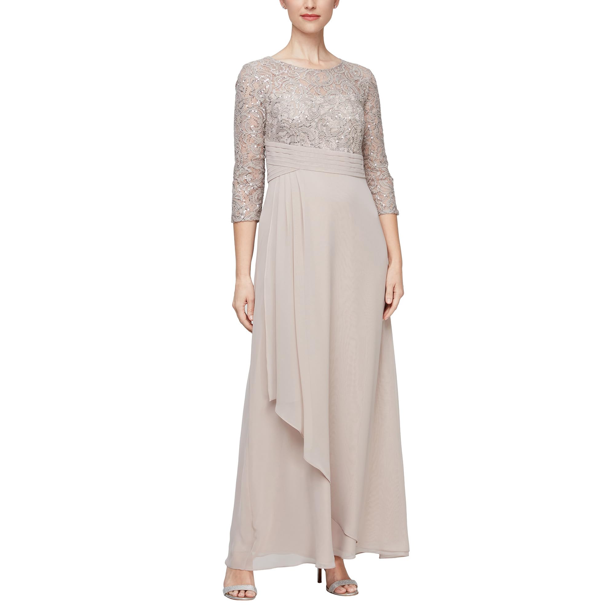 Long Sequins Lace Empire Waist Dress