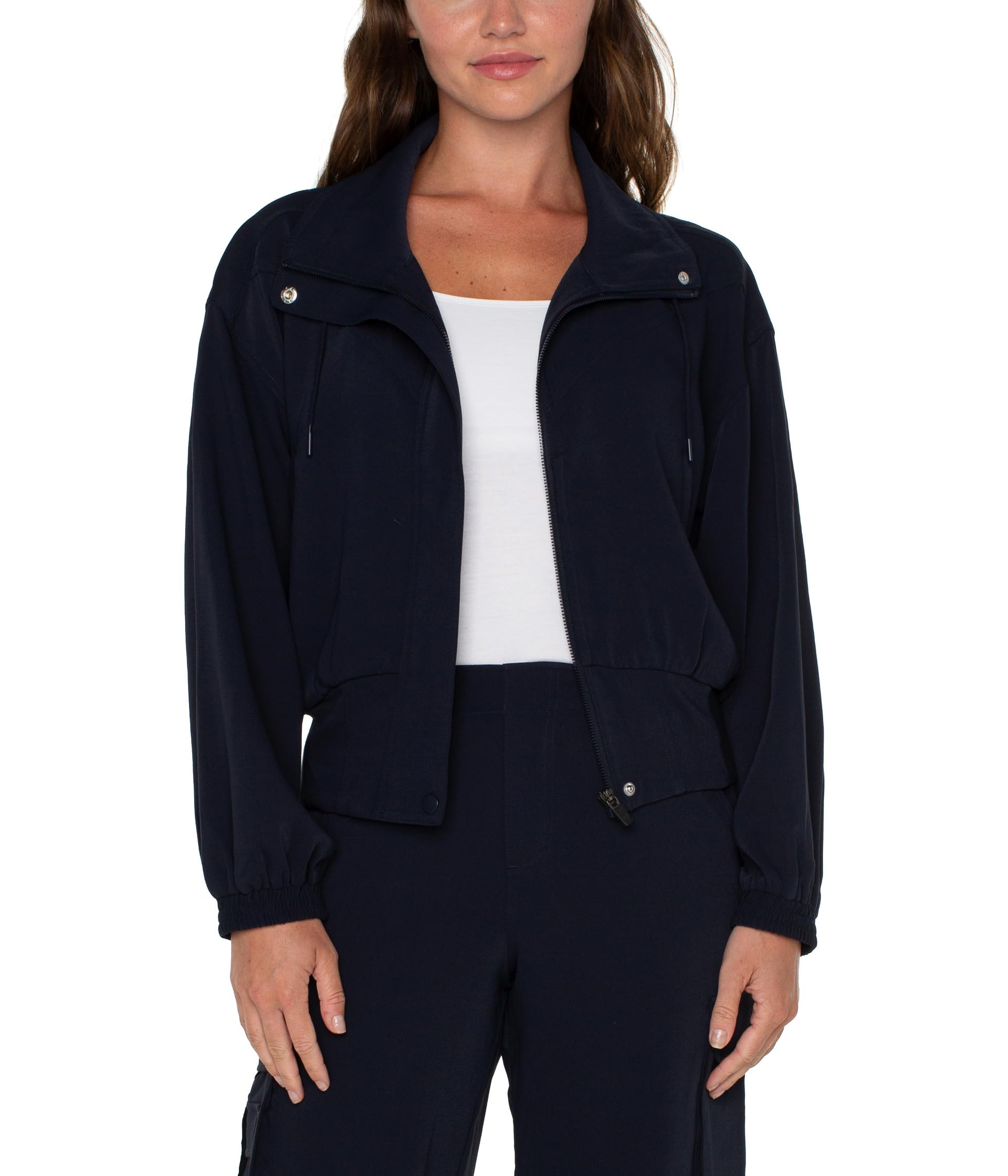 Zip Up Dolman Sleeve Matte Sateen Jacket