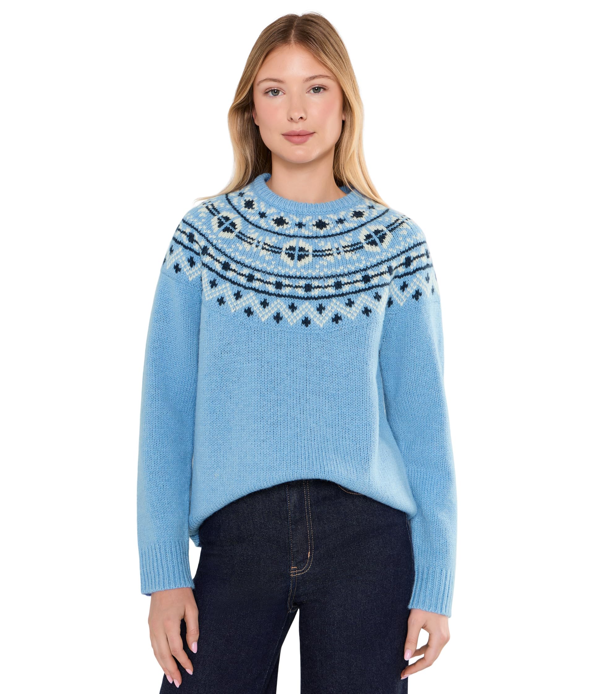 Classic Ragg Wool Crew Neck Fair Isle Sweater