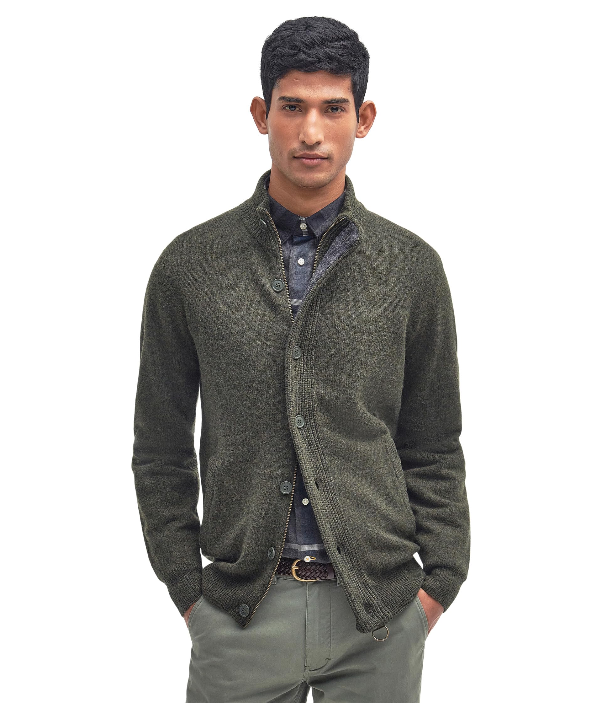 Essential Patch Zip Through Knitted Jumper