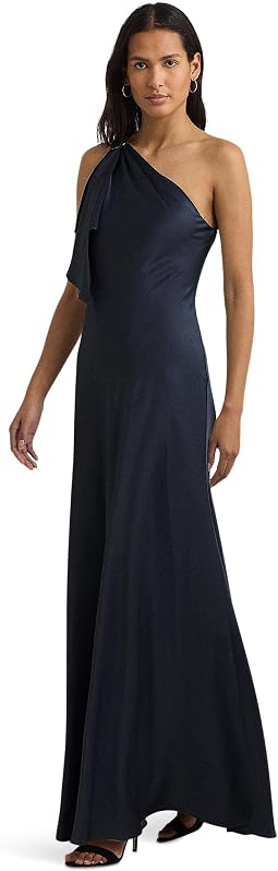 Satin Charmeuse One-Shoulder Gown
