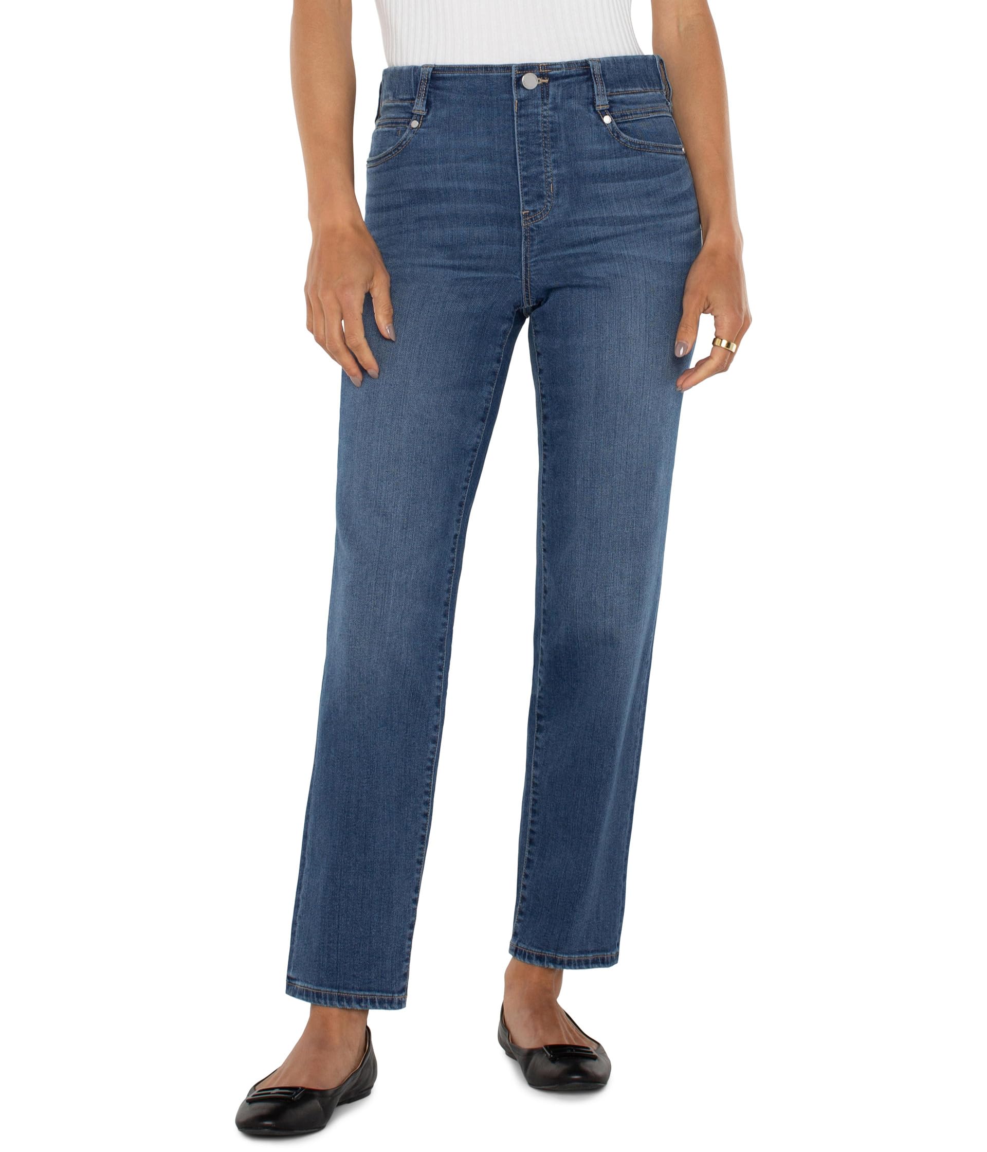 Gia Glider Pull-On Mid-Rise Slim Dual Fx Denim
