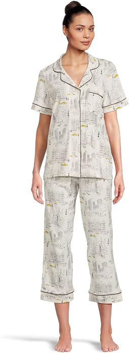 Short Sleeve Cotton Knit Cropped Pajama Set
