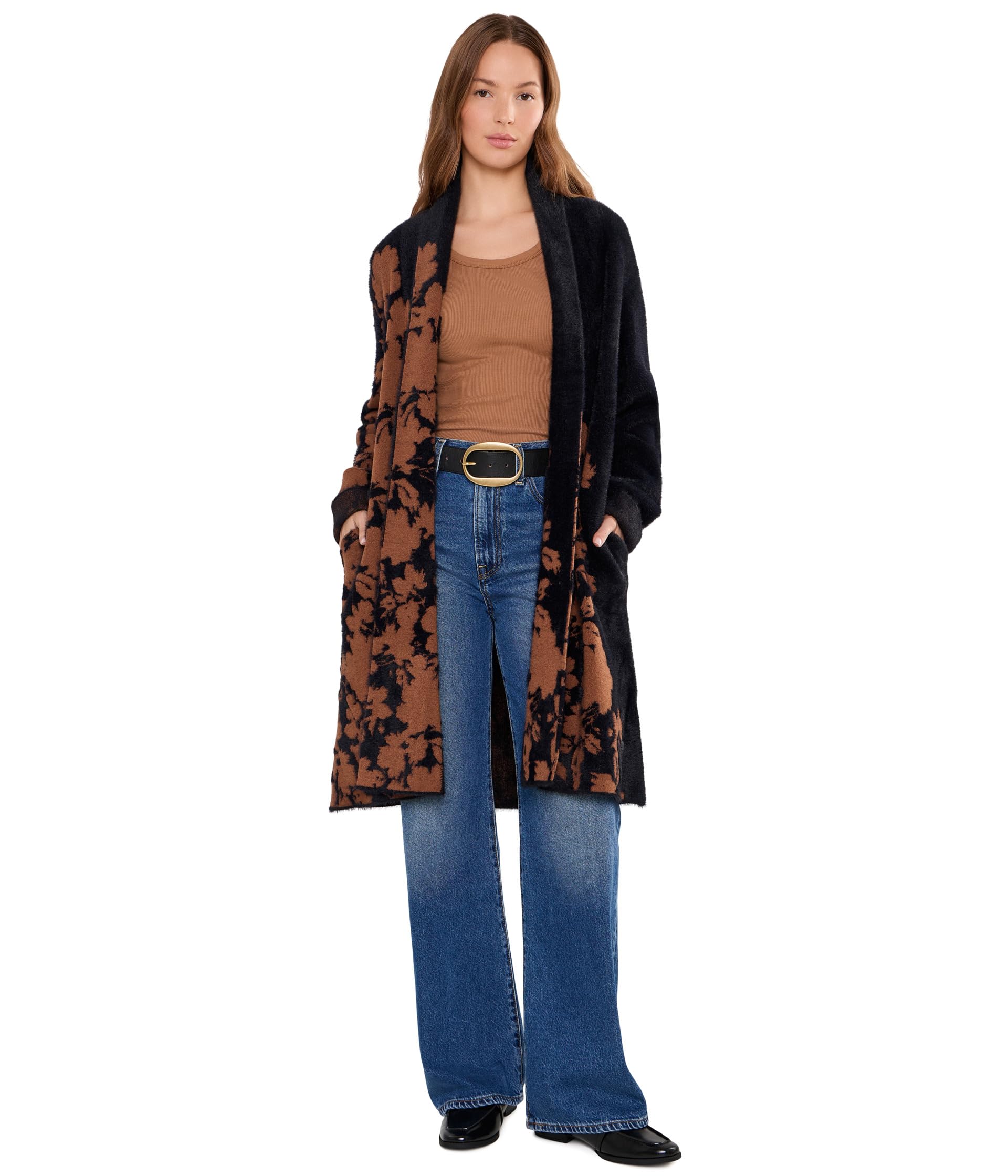 Long Sleeve Open Front Shawl Sweater Coat