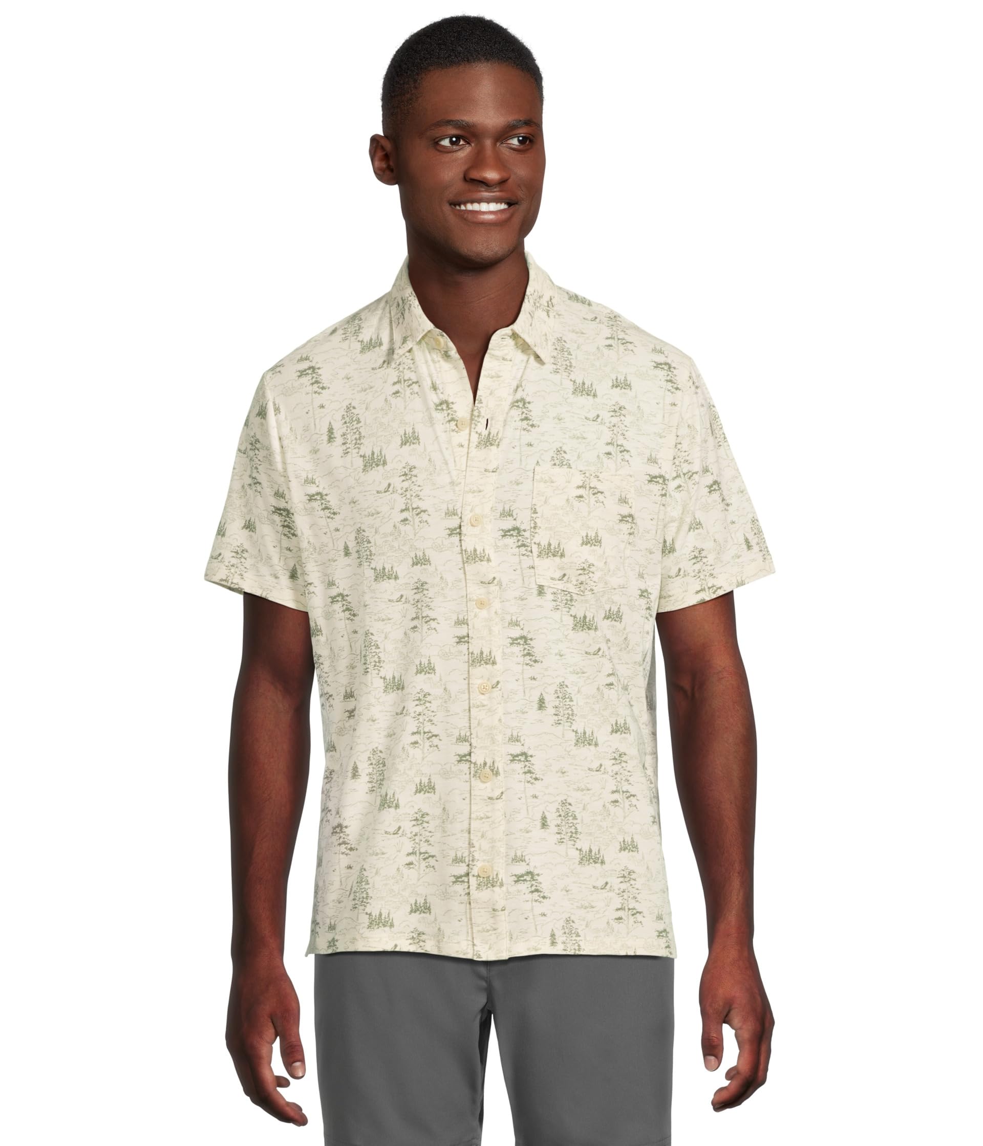 Lakewashed Performance Button Front Shirt Short Sleeve Traditional Fit Print