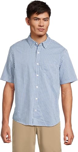 Comfort Stretch Performance Shirt Short Sleeve Slightly Fitted Plaid