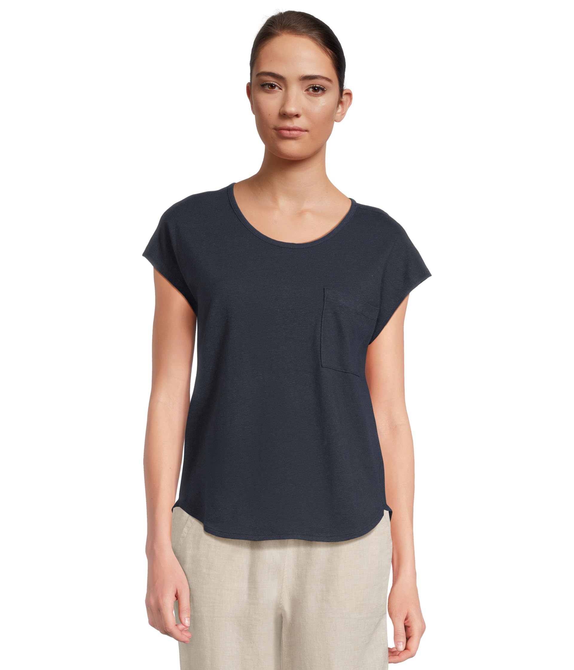Cotton Linen Tee Scoop Neck