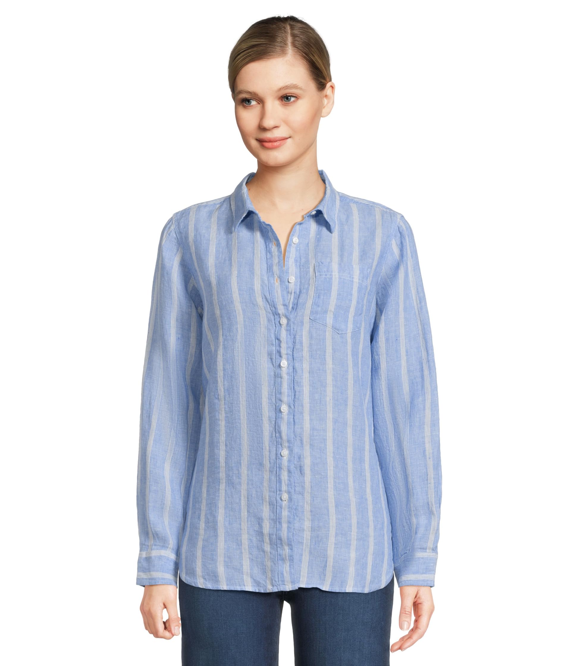 Premium Washable Linen Stripe Tunic Shirt