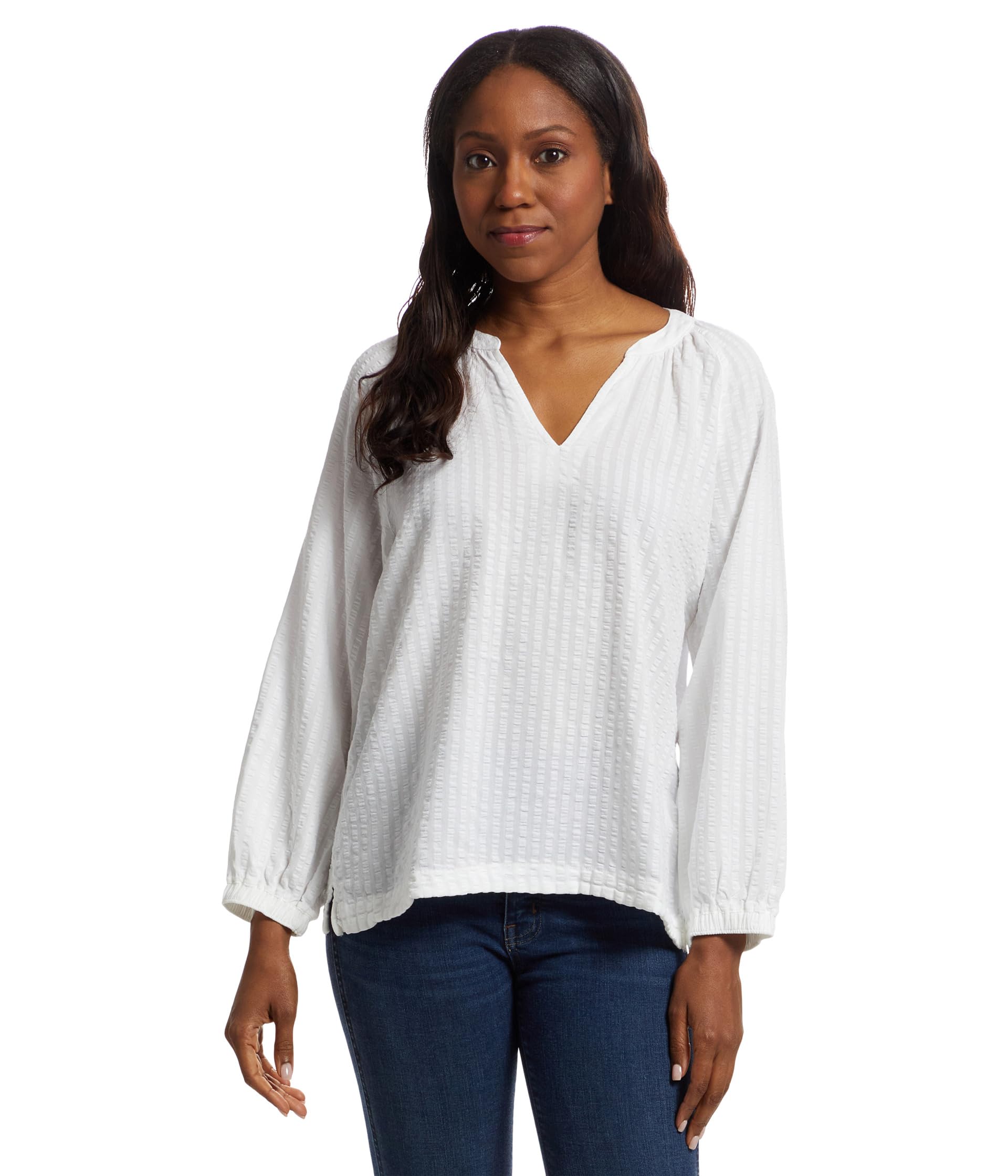 Seersucker Split-Neck Shirt