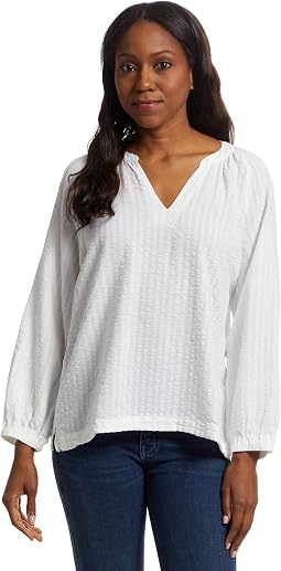 Seersucker Split-Neck Shirt