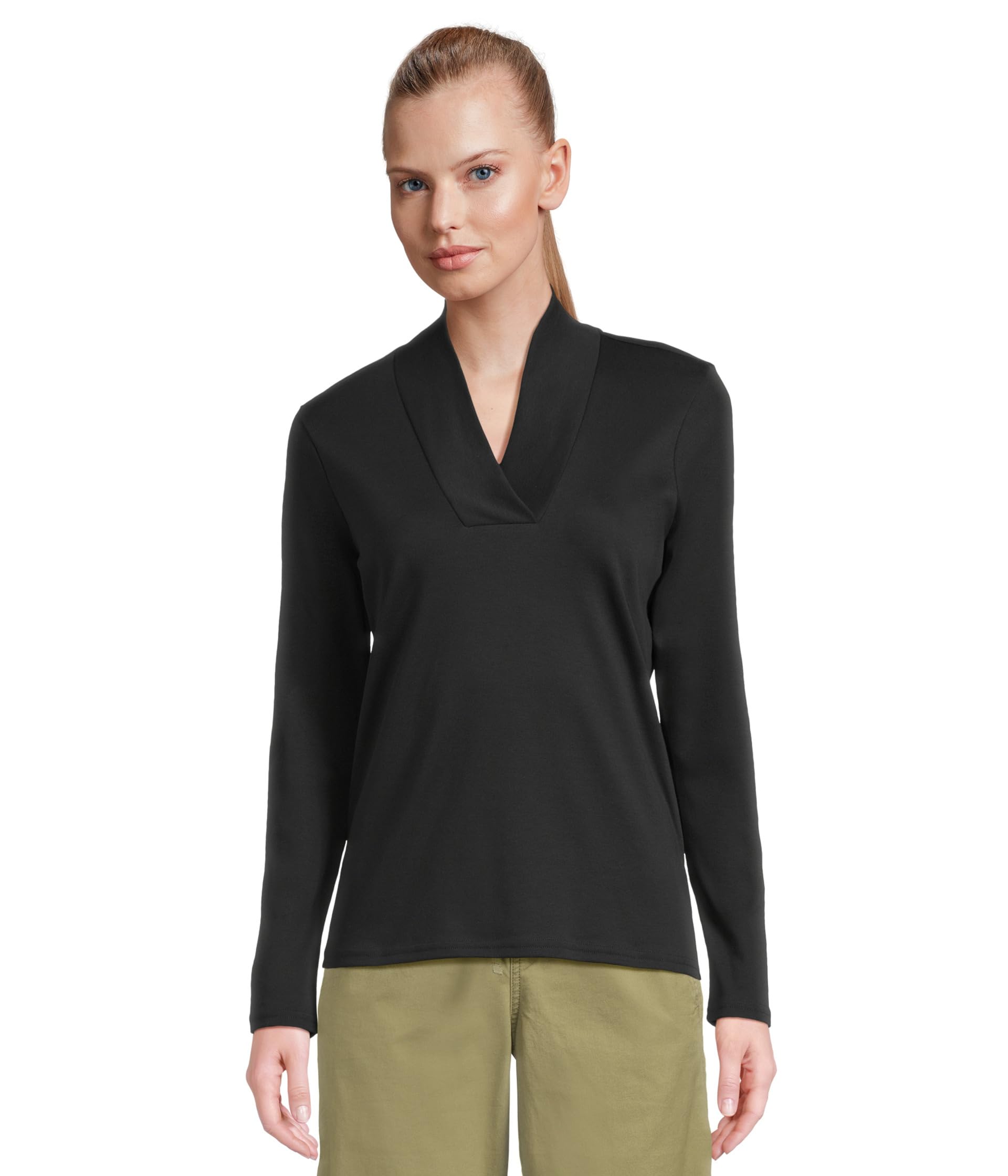 Pima Shawl Long-Sleeve Cotton Tee